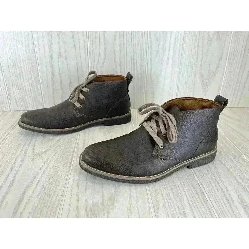 Deer Stags Chukka Boots Boys 7M Freeport Jr. Dark Brown Comfort Lace Up Shoe EUC - Picture 3 of 9